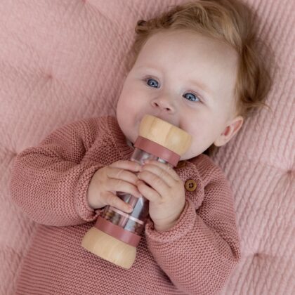 LITTLE DUTCH. Ξύλινη κουδουνίστρα με ήχο βροχής Flowers & Butterflies