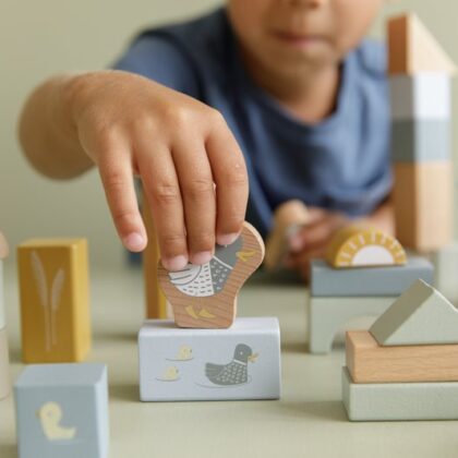 Little Dutch Σέτ ξύλινα τουβλάκια (γαλάζιο) 45,5 εκ.