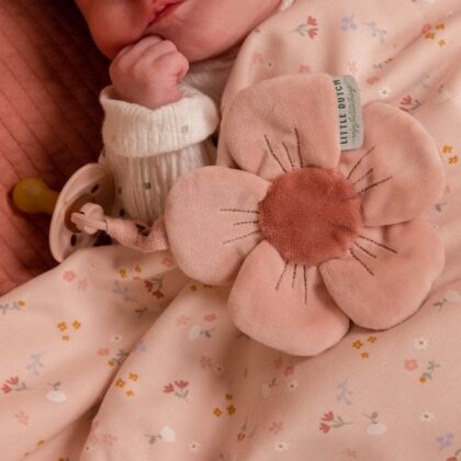 LITTLE DUTCH. Υφασμάτινο ντουντού λουλούδι με κλιπ πιπίλας Flowers & Butterflies