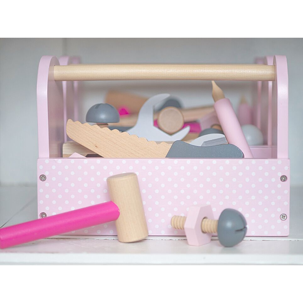 Jabadabado: Ξύλινο βαλιτσάκι με εργαλεία Ροζ